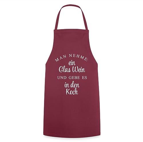 Spreadshirt Man Nehme Ein Glas Wein Und Gebe Es In Den Koch Kochschürze, One size, Bordeaux