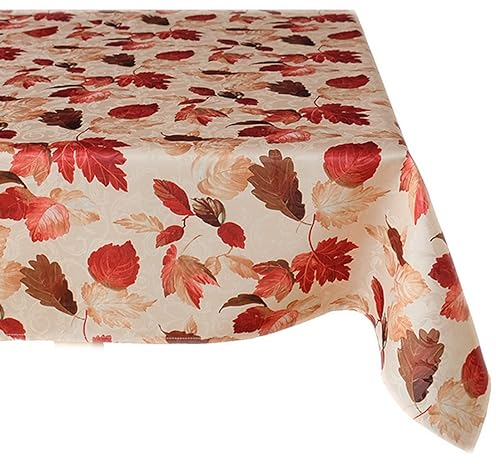 Tischdecke Mitteldecke Tafeltuch Herbst Jacquard Struktur mit Blättern (110 x 140 cm)