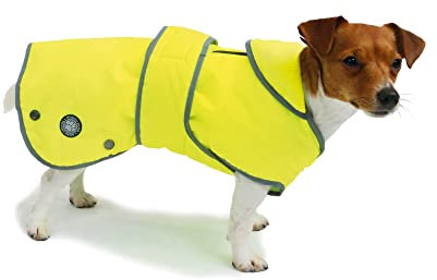 Ancol Muddy Paws All Weather Stormguard Dog Puppy Coat Hi Vis - Waterproof Pet Jacket - Fleece Lining and Chest Protector - Elasticated Neck and Leg Straps - 60 cm Length up to 86 cm Girth - XL
