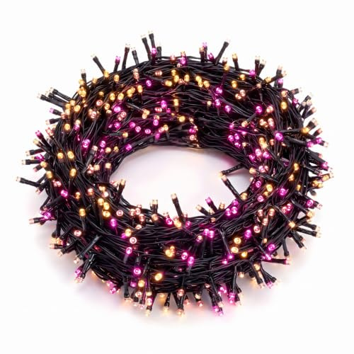 LOLAhome Guirnalda de 1000 Luces LED de Navidad Rosas y Amarillas de 50m | Apta para interior y exterior. Con 8 funciones, es perfecta como adorno para el árbol y la decoración.