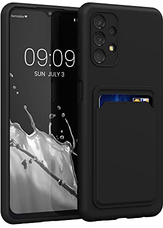 kwmobile Custodia Compatibile con Samsung Galaxy A13 4G Cover - Back Case Cellulare con Slot Porta Carte - Morbida in Silicone TPU nero