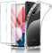 New&Teck Handyhülle hülle für Samsung Galaxy A13 4G + 2 Hartglas, Schutzhülle aus transparentem Silikon, TPU, Bumper mit verstärkten Ecken, klarer Schutz.