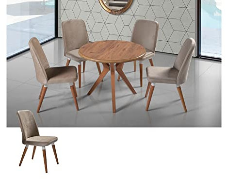 ESSZIMMERTISCH Set MIT 4 STÜHLEN, Essgruppe in verschieden Ausführungen, Tisch mit 4 Stühlen für Esszimmer, Küche & Wohnzimmer (Oslo Walnuss_Solben Stühle)