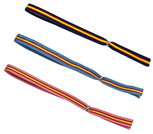 PACK DE 3 PULSERAS DE TELA BANDERA DE ESPAÑA - Talla única ajustable (Azul marino, rosa y celeste)