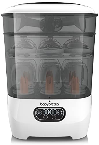 Baby Brezza Baby Bottle Steriliser and Dryer Advanced – Electric Steriliser Steam Machine – Universal Sterilising for All Bottles: Plastic + Glass + Newborn Dummy + Breast Pump Parts - HEPA Filtration