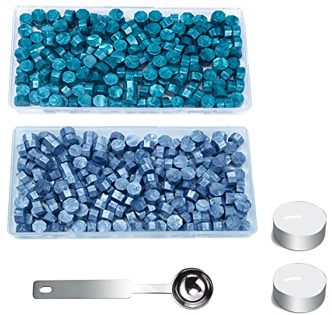 Wachs-Siegel-Perlen, ANBOSE 200 PCS Grau Blau und 200 PCS Entengrün Siegelwachsperlen für Wachssiegel, Siegelperlen zur Herstellung von Partyeinladungen