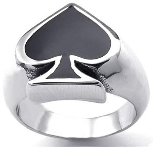 Ace of Spades Ring für Männer, Black Ace Spades Poker Ring, Ace Spielkartenring, Poker Gambling Cocktail Party Ring, Retro Punk Rock Biker Ring, Glücksspiel Casino Schmuckgeschenk für Männer (20.6)