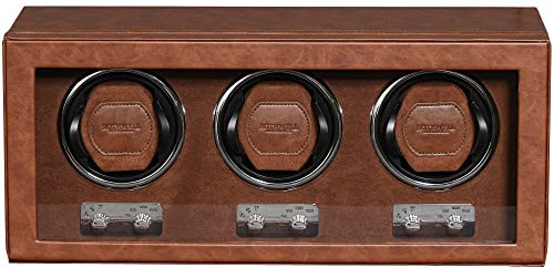 ROTHWELL 3 Uhrenbeweger für Automatikuhren, leiser Motor, mehrere Geschwindigkeiten und Rotation (Hellbraun/Braun)