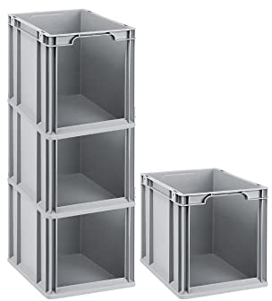 PROREGAL SuperSparSet 4x Eurobox NextGen Store | HxBxT 32x30x40cm | 30 Liter | Front offen | Eurobehälter, Transportbox, Transportbehälter, Stapelbehälter