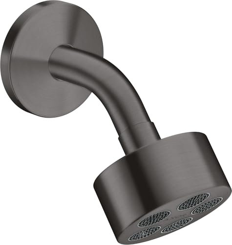 hansgrohe AXOR One Duschkopf 75 1 Strahlart wassersparend mit Brausearm, Ausladung 116 mm, 48490, Farbe: Brushed Black Chrome