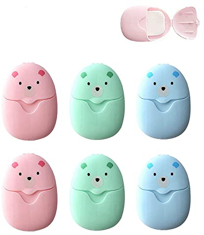 Savon Papier Portable avec Boîte - Pour Cuisine, Toilettes, Voyage, Camping et Randonnée (6 Pièces)