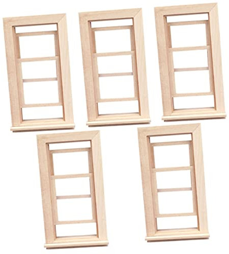 OSALADI 5pcs Dolly House Decor Playhouse Window Frame Small Wooden Craft Living Decor