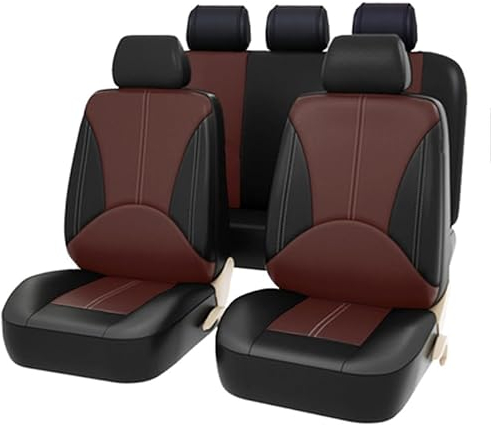 MBROS 9PCS Auto Sitzbezüge Sets für Audi A3 Sportback / A3 Sportback TFSI e / A3 Sportback g-tron, Universelles Leder Allwetter Wasserdicht Bequem Sitzkissen Protektoren Zubehör,F Black Red