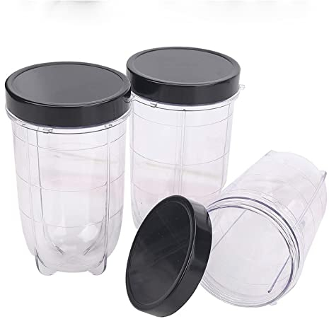 Magic Bullet Lot de 3 tasses de rechange avec couvercle compatible avec presse-agrumes Magic Bullet 250 W