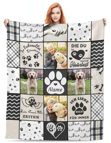 RESPRO Ein persönliches Gedenkgeschenk Für Den Verlust des, Hundes Eine Selbstdefinierte Fotodecke Zum Andenken An Hündchen EIN Geschenk Für Die Hunde (Dog-4, 102 x 76 cm)