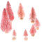 TOYANDONA 8pcs Bottle Brush Christmas Trees Pink Mini Christmas Trees Small Christmas Trees Mini Pine Trees Desktop Miniature Christmas Trees with Snow and Wooden Base