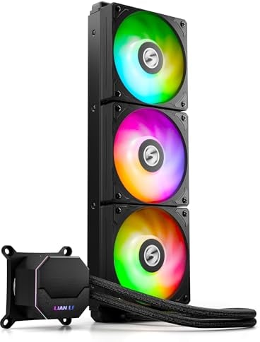 LIAN LI ALC360 AIO Cooler 360mm Radiator Liquid CPU Cooler RGB All-in-One Water Cooling System, 3x120mm PWM Fans, LGA1700 Bracket, AMD AM5/AM4 Intel LGA1200/115X Compatible (Black)