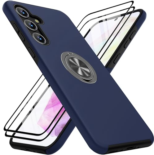 KOVASIA für Samsung Galaxy A35 5G Hülle mit 2 Stück Panzer Schutz Glas, Stoßfest Dünne Kratzfest Magnetischer Ständer Schutzhülle handyhülle für Samsung A35 5g, Blau