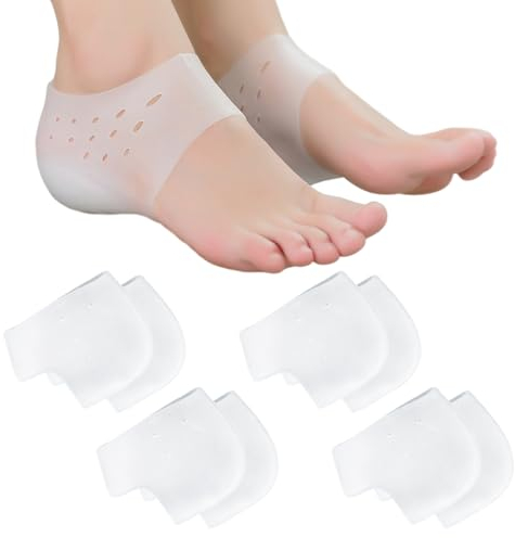 4 Paar Fersenschutz Silikon Komfortabel und Atmungsaktiv Gel Fersenschutz Silikon Pads Fersenpolster für Schuhe Ferse Gel für Fersensporn Plantarfasziitis Ferse Socken für Frauen und Männern