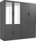 mokebo Kleiderschrank mit Spiegeltüren 6-türig & 3 Schubladen 'Der Grenzenlose', Spiegelschrank, Schlafzimmerschrank, Garderobenschrank mit Spiegel in Schwarz, Schrank aus Holz in 180x187x58 (BxHxT)