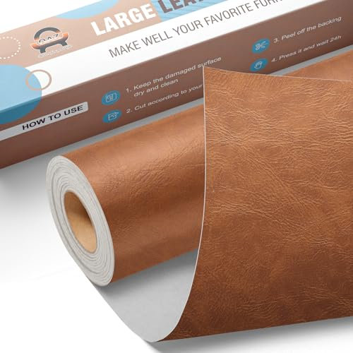 Leder Reparatur Set Neu Braun, OAZ Kunstleder Selbstklebend 40 x 80 cm, Kunstleder Reparaturset Leder Reparatur Patch Selbstklebende Lederflicken für Autositze Möbel Sofa Taschen