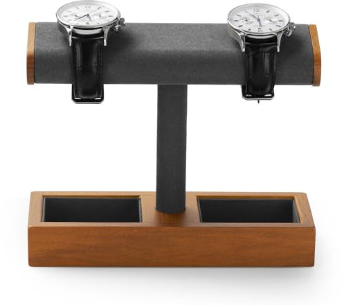 Papten Présentoir de montres en bois, porte-bracelet, présentoir à bijoux, présentoir pour homme et femme (gris foncé)