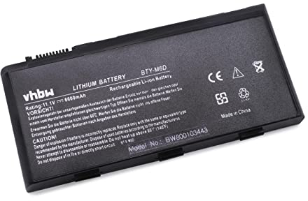 vhbw batteria compatibile con Medion Erazer MD98016, MD98017, MD98018, MD98054, MD98056, MD98057 notebook (6600mAh, 11,1V, Li-Ion)
