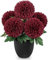 Hollyone Crisantemo artificial rojo flores artificiales en maceta, 30 cm de seda, crisantemo, bolas decorativas, hortensias artificiales, flores decorativas para oficina, casa, dormitorio, salón, mesa