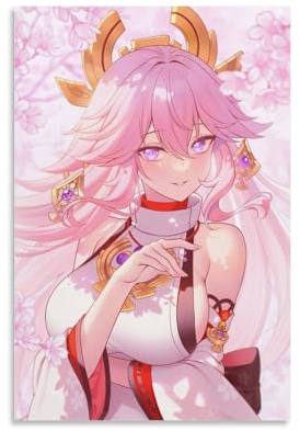 FBBINKA Game Genshin Impact Yae Miko, Wohnzimmer-Dekor, moderne ästhetische Wandkunst, Poster, Geschenk für Freunde, ungerahmt, 20 x 30 cm