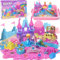 vamei Sensorik Spielzeug Magic Sand Spielset für Kinder mit Sensorik Wanne/Formen/Figuren/Zaubersand/Holz zum Bemalen Einhorn Prinzessin Thema Sensory Play Lernspielzeug Geschenke für Mädchen 3+