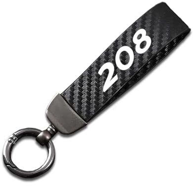 Générique Porte-CléS De Voiture pour Peugeot 208, Porte-CléS De Voiture en Microfiber Cuir avec Anneau en D Pivotant à 360°,Black