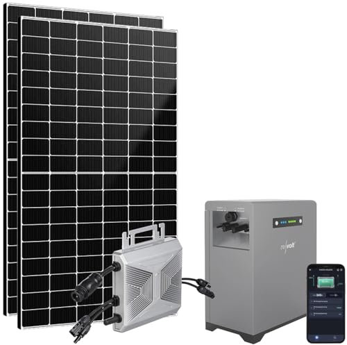 revolt Photovoltaikanlagen: 2,15-kWh-Akkuspeicher mit WLAN-Mikroinverter & 2x 440-W-Solarmodul (Solaranlagen mit LiFePO4-Akku, Solanlagen Komplett Sets)