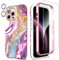 SHEDEER 4-in-1 iPhone 16 Pro Max Case with Screen Protector + Bumper & Camera Protector | Military-Grade Shockproof 360° Protection, 16 Pro Max Case Glossy Fade-Resistant Pattern Design (Purple)