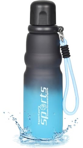 Gourde Sport 750ml, Bouteille d'Eau avec Couvercle, Dégradé de couleurs Gourde d'eau, Bouteille de Boisson Étanche pour Gym, Gourdes Motivation sans BPA pour Fitness, Bureau, L'éCole, Yoga (Bleu)