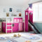 Willood Kinder Hochbett mit Rutsche, Leiter, Bettumrandung,Turm Rosa 90x200 cm Massivholz Kiefer