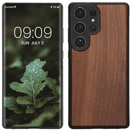 kwmobile Hülle kompatibel mit Samsung Galaxy S25 Ultra Hülle - Holz Case - stoßfestes Handy Cover - TPU Handyhülle in Dunkelbraun