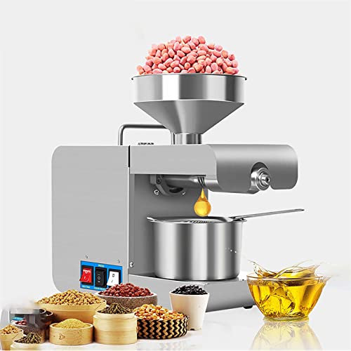 KJZHFOZ Automatische Ölpresse, Samen-Olivenöl-Extraktor, Heim-Edelstahl-Ölpresse, Kaltöl-Quetscher-Extraktionsmaschine für Getreidegewürze