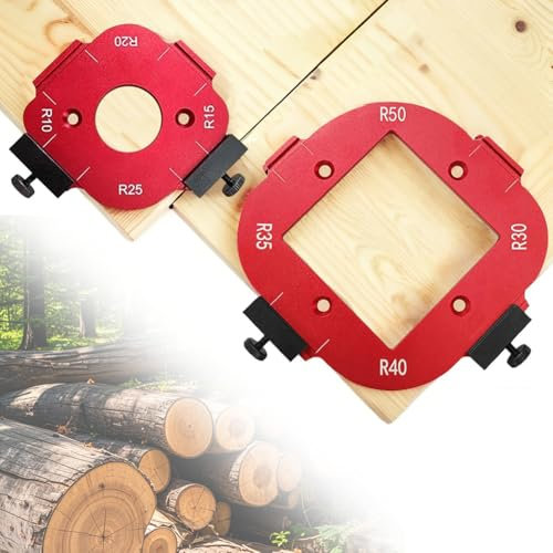 2 Stück Frässchablone, 4 in 1 Oberfräse Radius Schnellvorrichtung für Holzbearbeitung R10 R15 R20 R25 R30 R35 R40 R50, Radius Jig Router Schablonen Ecke, Oberfräse Zubehör Zinkenfrässchablone