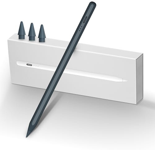 MEKO Stylet 2018-2025 avec 13 Minutes à Charge Rapide Rejet de la Paume et Sensibilité à l'inclinaison, Pencil pour 6-11e, Mini 5/6e, Air 3-5e/13/11 M2-M3, Pro 11/12.9(3-6e)/13 M4 (Gris)