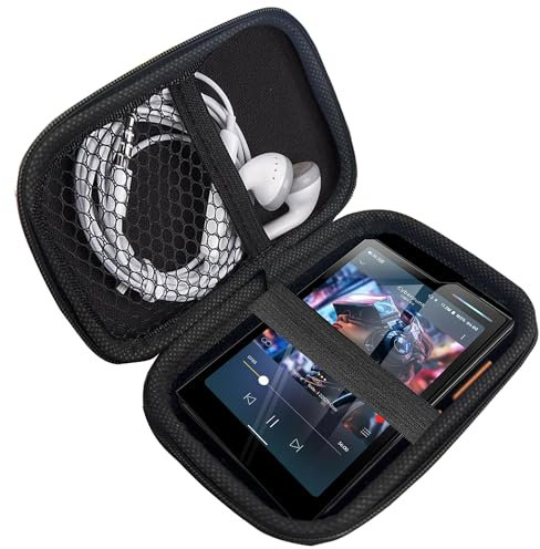Blueshaweu MP3 Player Tasche Kompatibel mit HiBy R4 Android-MP3-Player 4,7-Zoll, hülle Kompatibel für HiBy R4 MP3-Player Fit für Ohrhörer, USB-Kabel, Speicherkarte (schwarz)