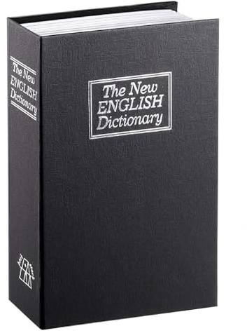 Diversion Book Safe Storage Box, Dictionary Secret Safe Can Stash Secret Book Security Locker with Key, Portable Cash Jewelry Storage Box Case Lockable(Black, Combination)