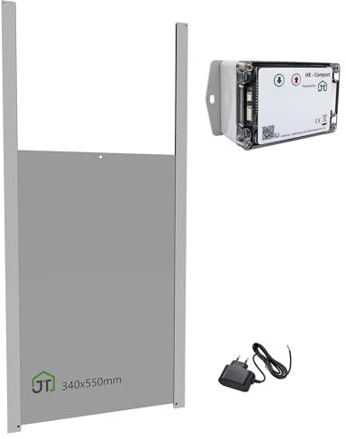 JOSTechnik - HK-Compact mit 340x550 Gänseklappe; Hühnerklappe mit Lichtsensor 12V; automatische Hühnertür; Dämmerungsgesteuert in verschiedenen Klappengrößen (Gänse 340x550)