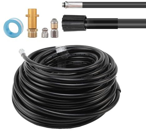 NCONCO Set di 30 m, 180 bar, 60 °C, con ugelli rigidi + girevoli, 1 adattatore, compatibile con Karcher K2 K3 K4 K5 K6 K7 idropulitrice universale