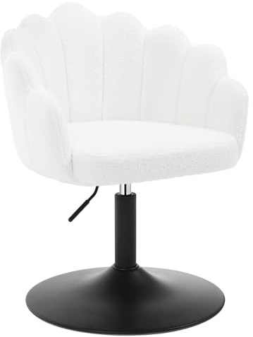 WOLTU Dressing Table Chair, Vanity Chair with Petal Back, Boucle, Cream | Adjustable Height, for Bedroom Makeup