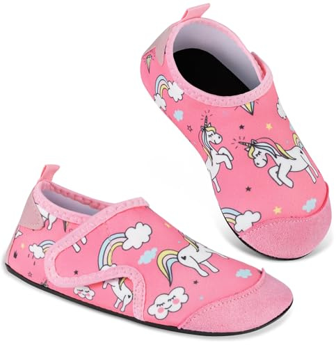 AOOSU Escarpines Niño Niña Zapatos de Agua Playa, Agua Antideslizante Zapatillas, Playa Descalzos Antideslizantes Zapatos de Natación 24-31 EU