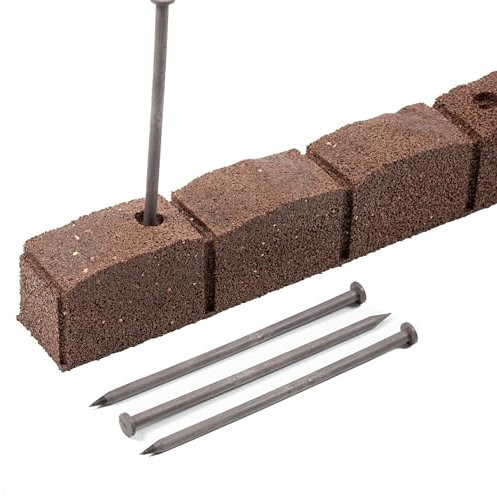 e-floor 4 x Flexible Rasenkante Kunststoff 120 x 8 cm Hoch - Garten Beeteinfassung Flexibel - Braun Mähkante - Rasenkanten aus Recycling-Material – Beetumrandung Frostbestandig - Pflastersteinen