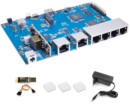 Banana Pi BPI-RV2 RISC-V Router Board Gateway Board, 1x 2.5G WAN 5X Gigabit LAN 512MB DDR3 RAM M.2 MINI PCIE USB 2.0, für Enterprise Grid Gateway Workstation Hosts (None Metal Case,POE Kit)