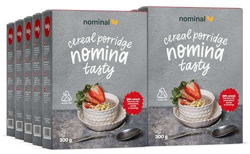 NOMINAL Glutenfreier Cremiger Frühstücksbrei – Milder Brei & Vielseitiger Porridge, Ballaststoffreich, Vegan, ohne Zuckerzusatz, Schnell Zubereitet für Genuss, Energie & Verdauung (10 x 300g)