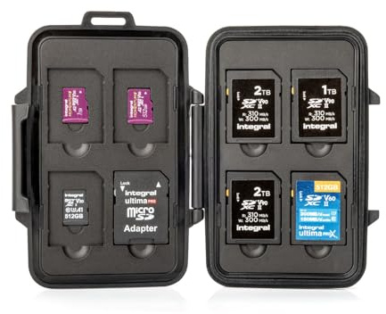 Integral 16 Slots Memory Card Case – SDXC/SDHC Card Organiser for 8 SD + 8 Micro SD Cards, Shockproof Anti-Static Storage Box with Dust-Proof Seal, Portable and Durable Card Holder