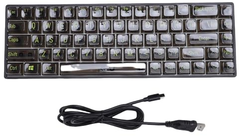 Hominas Clavier de Jeu mécanique RVB à 60% 68 Touches avec Interrupteur Bleu, Retour Tactile, Touches Transparentes, Clavier USB Filaire Compact pour PC, Ordinateur Portable, Joueurs et